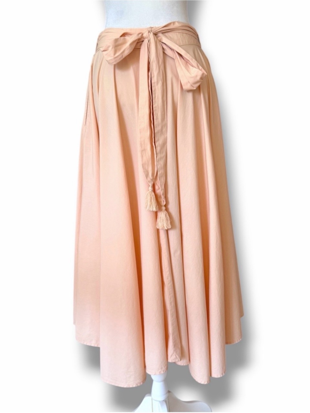 Free People Sunrise Midi Skirt Peach Basque Waist Cotton M Endless Summer - Picture 3 of 10